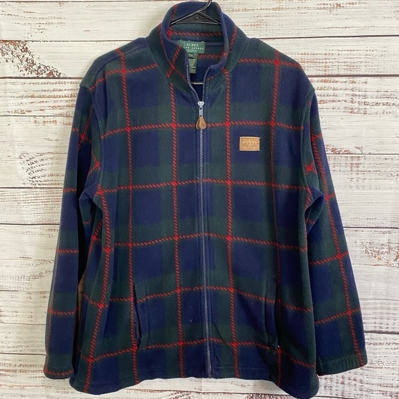 LAUREN RALPH LAUREN‎ VINTAGE FULL ZIP PLIAD FLEECE SIZE MEDIUM JACKET - Picture 1 of 8